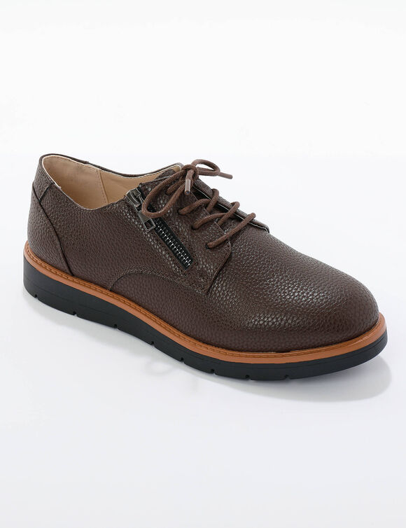 Derbies légères à lacets, semelle compensée crantée (chocolat) Derbies légères à lacets, semelle compensée crantée (chocolat)